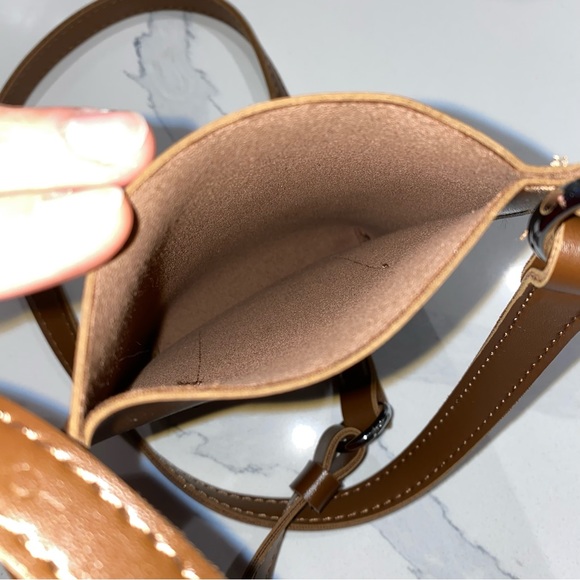 Crossbody Phone Pouch, Brown, Faux Leather, Adjustable, Minimalist, Mini Bag - Picture 7 of 7